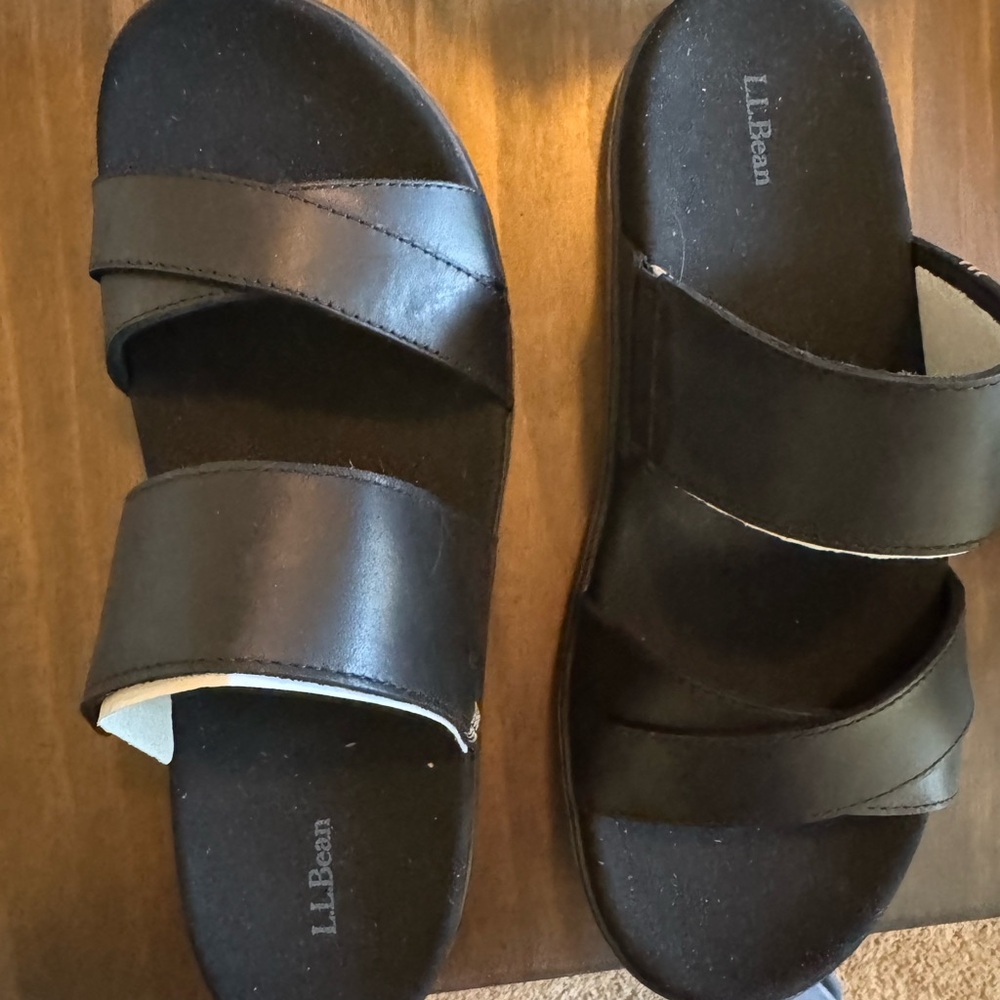 NEW L.L.Bean Black Leather Sandals